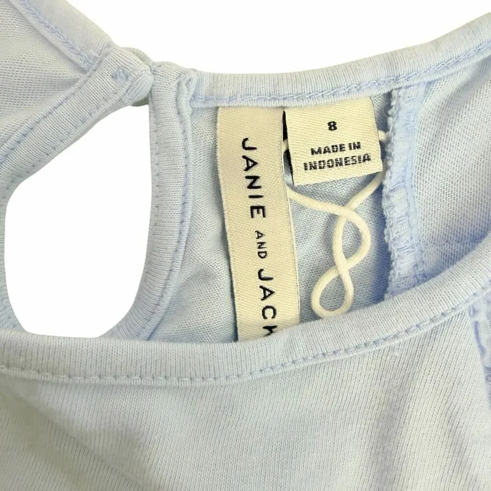 Janie Jack Girls 8 Light Blue Eyelet Sleeve Top